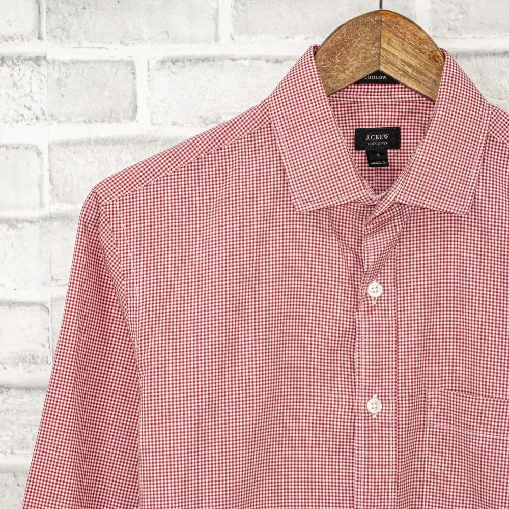 J.Crew Ludlow fit Button up Shirt Red mini Check 2-ply size Small